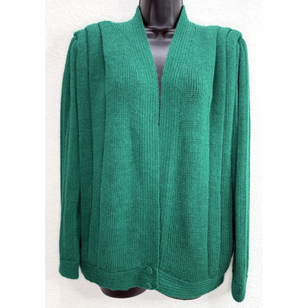 Vintage Women's‎ Green Handmade Pleated Sweater Size Large